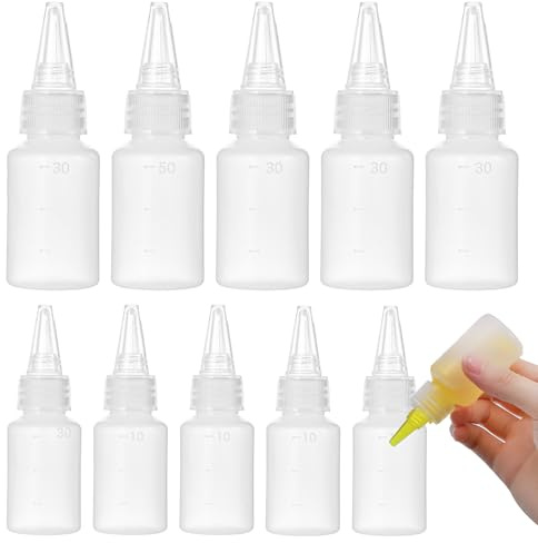 Guduling10 Pcs Condiment Bottle,30ml & 10ml Reusable Plastic Sauce Bottles,Squeeze Bottles for Hair Oil Application,Seasoning repackaging,Leak-Proof & Precision Control