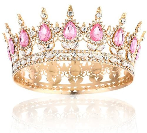 TENGWA Krone Elegant Gold Diadem Vintage Krone Geburtstag Barock Geburtstagskrone Glitzernd Prinzessin Hochzeiten Geburtstage Bälle Mottopartys Karneval