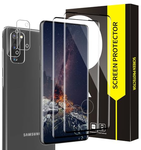 Cable Leader Verre trempé pour Samsung Galaxy S20 Plus 5G, 2+2 Pack Dureté 9H Vitre Protection+Caméra Verre, Anti Rayures, Couverture 3D, 0,33mm Bubble Free, HD Sensibilité S20 Plus Protection écran