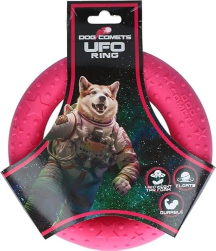 Dog Comets UFO Hundering – 19 x 19 x 3 cm – Hundespielzeug – Hundespielzeug – Kauspielzeug – Apportierspielzeug - Rosa