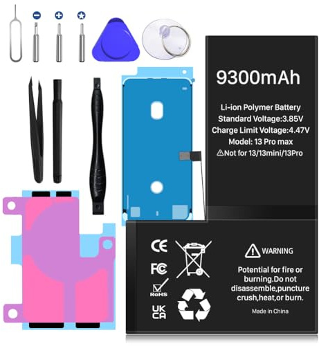 LCLEBM Battery for iPhone 13 Pro Max, 9300mAh Upgrade High Capacity 0 Cycle Battery Replacement for iPhone 13 Pro Max, With Professional Tools