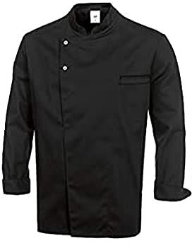 BP Gourmet 1547-400-32 Kochjacke - Langarm - 65% Polyester, 35% Baumwolle - Druckknöpfe aus Edelstahl - Normale Passform - Größe: M - Farbe: schwarz