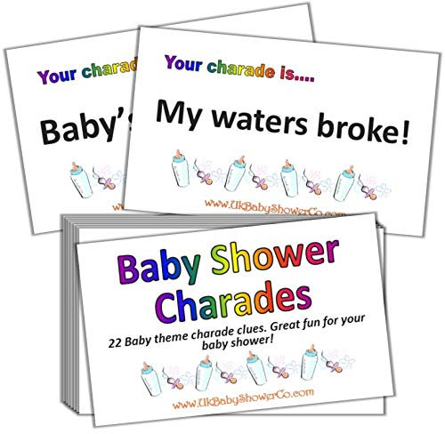 Pink Bee UK Baby Shower Co - Baby Shower Party Game - Charades (Rainbow)