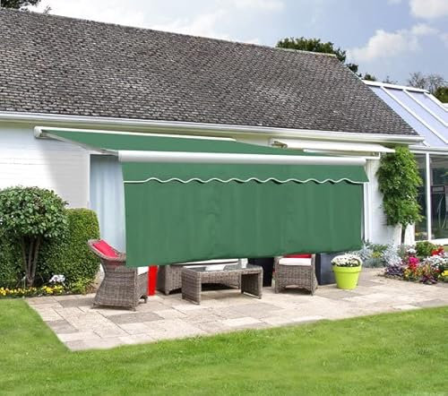 Primrose 4.0m x 1.0m Awning Dropdown Front Valance Plain Green Sun Shade Accessory 280gsm Fabric