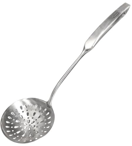 Skimmer Slotted Spoon, [Rustproof, Integral Forming, Durable] Newness 304 Stainless Steel Slotted Spoon with Vacuum Ergonomic Handle, Comfortable Grip Design Strainer Ladle for Kitchen, 14.96 Inches