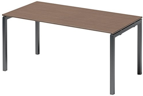 BISLEY Cito Schreibtisch, 740 mm höhenfixes U-Gestell, Metall, Wn334 Dekor Nußbaum, Gestell Anthrazitgrau, 80 x 160 x 74 cm
