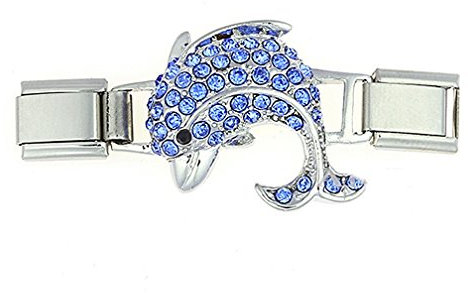 Akki Italian Charms passt auf Armband Elemente Classic Silber Italy Gold Edelstahl Links Glider Kult Trend modele Basisarmband 9mm/18 Glieder matt glänzend kompatibel mit Original Nomination Model#14