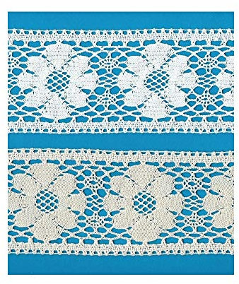 Dentelle Aux Fuseaux Entredeux Motif Floral Hauteur Cm.8 Paquet Mt.10 Art.1667, BLANC