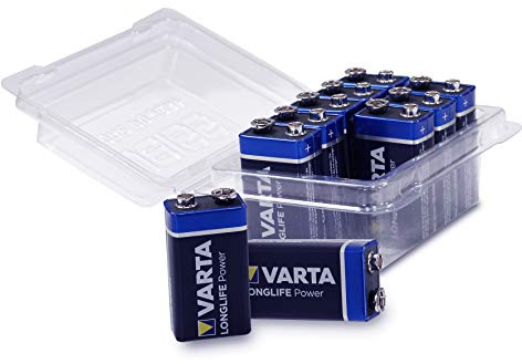 Varta Longlife Power 4922 Lot de 10 Piles 9 V avec boîte de Rangement refermable Weiss - More Power + (Anciennes Piles High Energy) Lot de 10 Blocs de 9 V. 10er-Box
