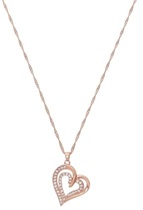 Amor Kette mit Anhänger 925 Sterling Silber Damen Halsschmuck, mit Zirkonia synth., 45 cm, Roséfarben, Kommt in Schmuck Geschenk Box, 2022080