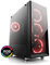 Gaming PC-Gehäuse Argo - Midi-Tower, RGB Beleuchtung (inkl. Steuerung), Glas-Seitenteil, Glas-Front, vormontierte Lüfter, E-ATX, ATX, Micro-ATX, Mini-ITX, schwarz