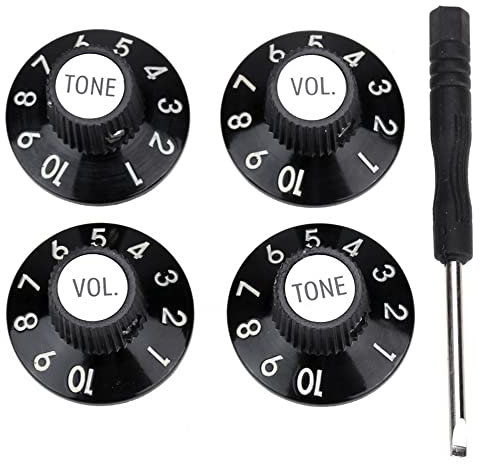 Musiclily Pro Imperial Pulgadas Tamaño Pedal Efecto de Amplificador Botón de Potenciómetro 2 Tono 2 Volumen Skirted Perillas de Guitarra,Negro