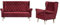 MOEBLO Polstergarnitur Ohrensofa 2 Sitzer und Sessel Sofa Couch Garnitur Stoff Samt (Velour) Glamour Wohnlandschaft Chesterfield - Velo (Burgund)