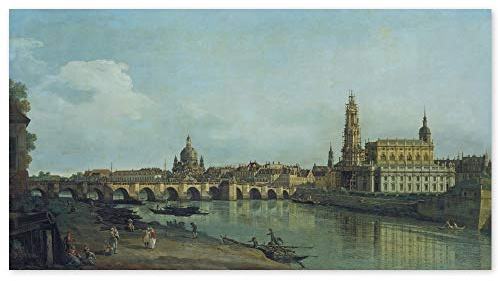 JUNIWORDS Poster, Bernardo Bellotto Canaletto, Dresden vom rechten Elbufer unterhalb der Augustusbrücke, 55 x 30 cm