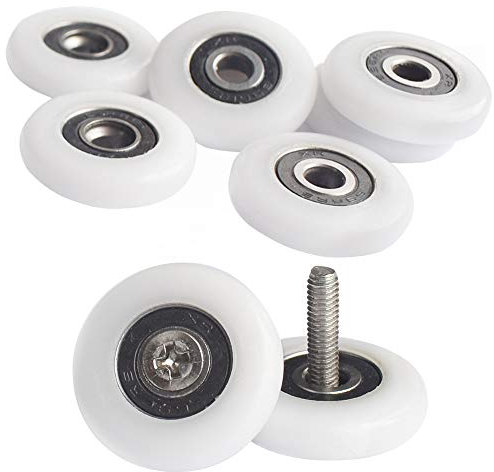YUANQIAN Duschrollen, Duschtürschienen, 25 mm, Duschtürrolle, Duschläufer, Duschkabinenräder, rostet nicht, 8 Stück mit Schrauben
