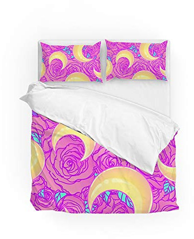 Ruchen Parure de lit avec housse de couette et housse de couette Rose Pastel Goth Douce pour lit double
