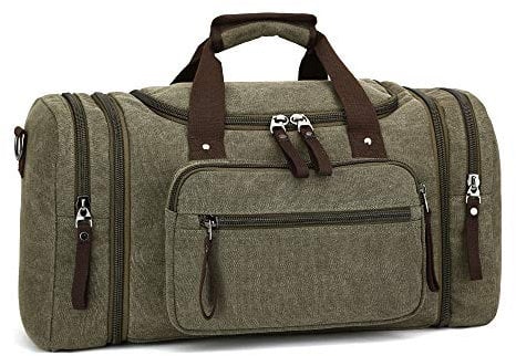 LOSMILE Canvas Reisetasche,40L-50L Weekender Tasche Sporttasche Handgepäck für Damen und Herren mit der Großen Kapazität. (Grün)