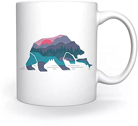 Bär Land Angeln Im Das Berge Tasse Weiß Für Kaffee Tee Cappuccino Kakao Mug White Coffee Tea Cacoa
