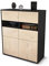 Stil.Zeit Highboard Karlotta, Korpus anthrazit matt, Front Holz-Design Zeder (92x108x35cm), Push-to-Open Technik & Leichtlaufschienen