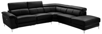 Vente-unique Relaxsofa Leder Ecksofa elektrisch - Ecke Rechts - Schwarz - SITIA