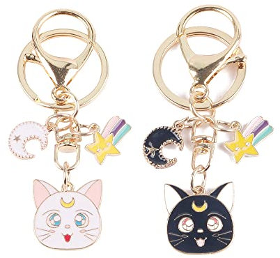 Banzimiao süße Katze Schlüsselanhänger, 4 Stück Schlüsselanhänger Keyring Schlüsselanhänger Cartoon Katze Schlüsselanhänger Dekoration Tasche Stuffer Charms Metall Schlüsselbund