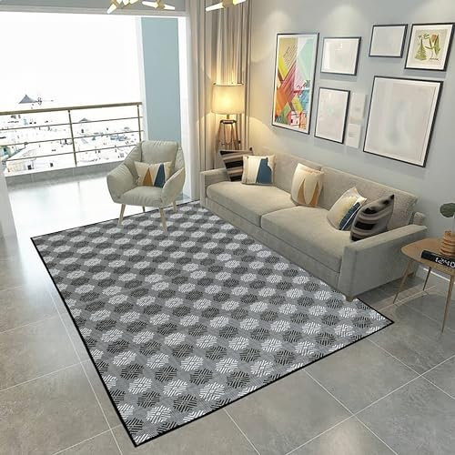 Neez Tapis Extérieur Terrasse Plastique - Résistant Pluie, Imperméable et Anti Sable Nattes pour Pique Niques, Plage, Jardin, Balcon - 120x180 cm, Tapis Noir et Blanc