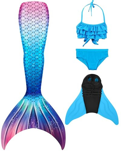 shepretty Damen Mädchen Meerjungfrauenschwanz zum Schwimmen mit Monoflosse, lanjcka15, 150
