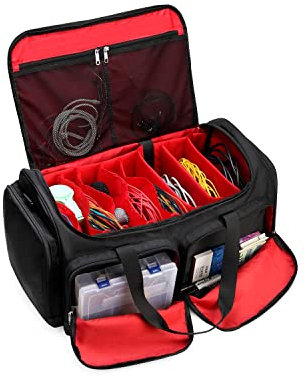 Gatycallaty Music Dj Equipment Bag - High Capacity Gig Cable File Bag (Red)