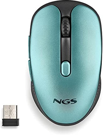 NGS EVO Rust Ice - Wiederaufladbare kabellose Maus 2,4 GHz für Computer/Laptop/MacBook/PC/Mac/iPad/Tablet, Silent Keys, 3 einstellbare DPI-Stufen: 800/1200/1600. Entwickelt für Rechtshänder, blau.