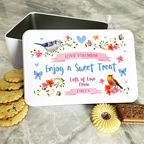Fingerprint Designs Personalised Love Mum Enjoy A Sweet Birds Nature Biscuit Sweets Cake Treat Tin