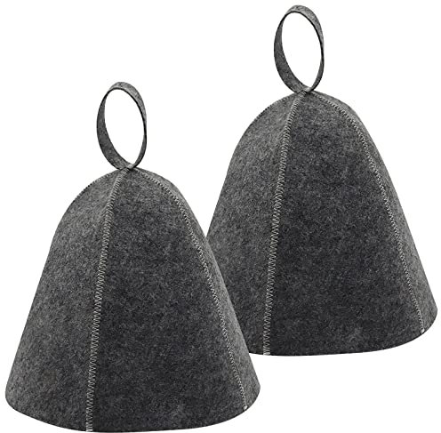 2 Stücke Saunahut Filzhut Sauna Hut Mütze Saunamütze Filzkappe Saunakappe Duschkappe Badekappe Filzkappe Tragbare Sauna Willowybe für Damen Herren Bade Dusche Zubehör Kopfabdeckung (Grau)