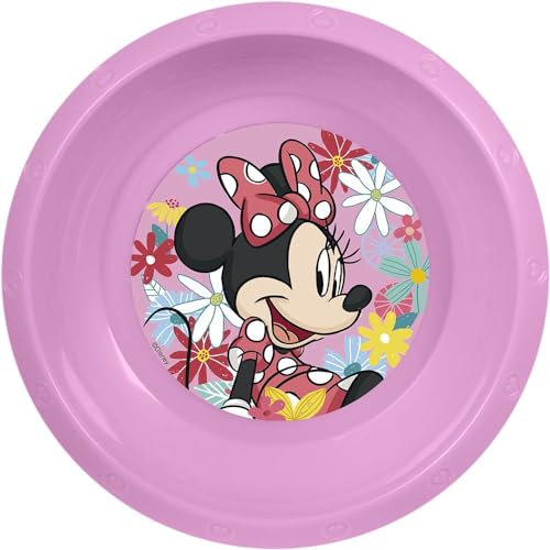 Tataway Bol pour enfant Disney Pink Minnie en plastique résistant aux chocs accidentels et réutilisable