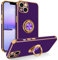 BENTOBEN for iPhone 13 Case with Ring Holder, Phone Case for iPhone 13, Edge Plating Rotation Kickstand Soft Silicone TPU Bumper Slim Flexible Shockproof Case Cover for iPhone 13-6.1'' Dark Purple