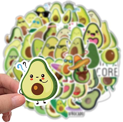 Avocado Aufkleber Set - 50 Stück niedliche Avocado Obst Aufkleber, wasserdicht, für Wasserflaschen, Laptops, Handys, Fahrräder, Gepäck und mehr, verleihe deinen Gegenständen Stil und Spaß