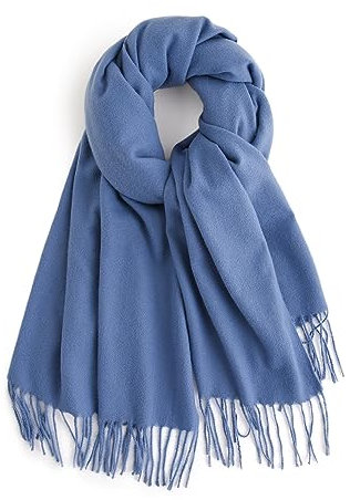 Cashmere Feel Scarfs for Women Long Fringe Scarf Ladies Wraps Shawls Scarves - Denim Blue
