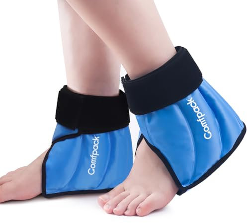 Comfpack Lot de 2 packs de glace pour cheville pour soulager la douleur, thérapie par le chaud et le froid pour fasciite plantaire, tendinite d'Achille, entorse, gonflement, épine calcanéenne