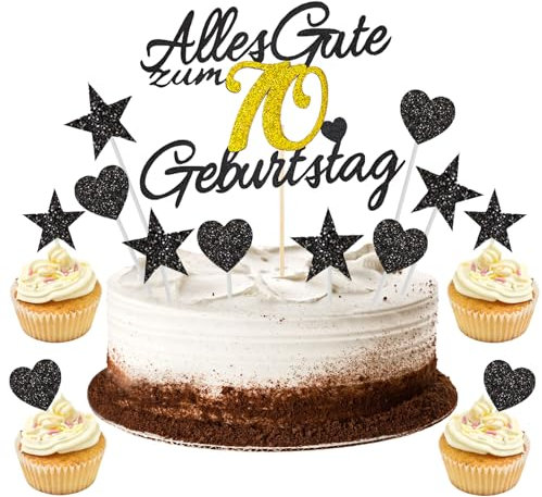 GoldRock 11 Stück Torten Deko 70 Geburtstag Mann Frau,Tortendeko Geburtstag 70,Kuchendeko 70 Geburtstag Deko,Alles Gute zum Geburtstag 70,70. Geburtstag Männer Frauen Kuchen Deko,Cake Topper 70 Jahre