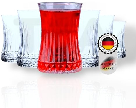 TYA Collection TYA I Teeglas, Glas, Trinkgläser, Türkische Teegläser, Kaffeegläser, Getränk, 6 Stc 170cc