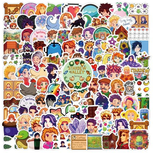 146Pcs Stardew Valley Merch Stickers Pack, Funny Game Vinyl Waterproof Stickers for Water Bottle,Skateboard,Laptop,Phone,Bumper,Car Decals for Kids Teens Adults for Party Favors Supplies Decor…