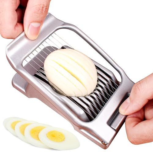 Edelstahl Eierschneider - Aluminium Metall Eischneidewerkzeug, Testsieger, Spülmaschinenfest, Für Runde Und Ovale Eier