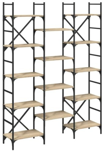 vidaXL Bücherregal, Regal mit Fächern, Bücherschrank Standregal für Wohnzimmer Büro Schlafzimmer, Lagerregal Aktenregal, Sonoma-Eiche Holzwerkstoff