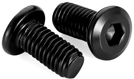 Tornillos Allen M4 x 6 mm, tornillos de cabeza redonda plana, tornillos para muebles, acero al carbono, rosca completa, acabado de óxido negro, 50 unidades