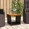 UTSRABFA Lounge Tisch Outdoor Rasen Tische Campingtisch Gartentisch Beistelltisch mit Holzplatte Schwarz Poly Rattan & Akazienholz Geeignet für Rasenflächen, Außenbereiche, Balkone, Terrassen