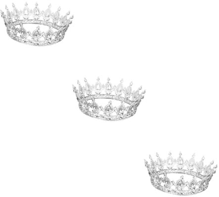 minkissy 3 Stück Damen Haarreifen Luxus Krone Runde Krone Runde Kristallkrone