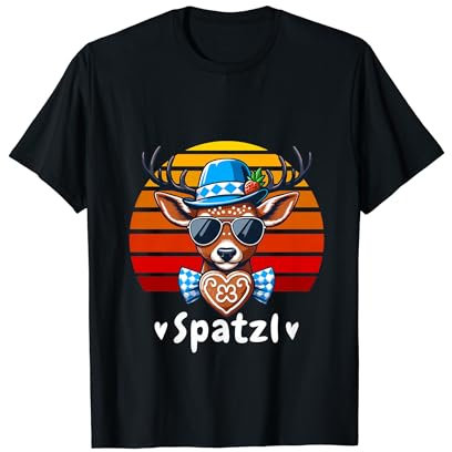 Bayern Hirsch Spatzl Lebkuchenherz Bierzelt Lustig T-Shirt