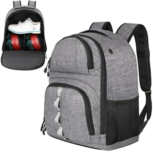 Bowling-Rucksack mit 2 Bällen, Bowlingball-Tasche mit Schuhfach und portektiver Schaumstoffpolsterung, passend für Schuhe bis Größe 44