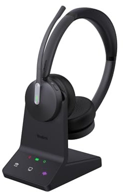 Yealink WH64 Dual UC Headset inkl. Basisstation - Universelle Kompatibilität, Zwei-Ohr-Design, Geräuschunterdrückung, USB-Anschluss
