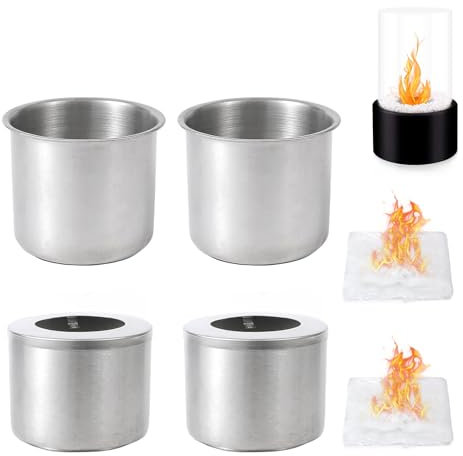 YIUWOD Juego de 4 Para DecoracióN de SalóN Chimenea Bioetanol - Chimenea de Sobremesa - Chimenea de Mesa - Terraza,JardíN O Mesa de Comedor Para Crear un Ambiente RomáNtico