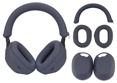 umvowuxa 3 Set Case Cover Compatible with Sony WH-1000XM5 Headphones,Embody Ear Pad Cover/Headband Cover/Ear Cover Soft Silicone Headphones Accessories(Blue)