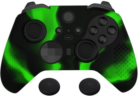 eXtremeRate PlayVital Cover Silicone per Xbox Elite Series 2 Controller,Custodia Protettiva Gommini Copri Levette Analogiche Antiscivolo per Xbox Elite Series 2 Core Joystick-Verde Nero